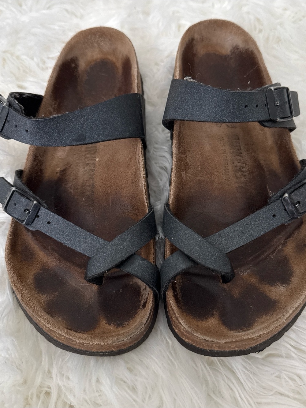 Birkenstock Women's Black Two-Strap Toe-Crossover Sandals